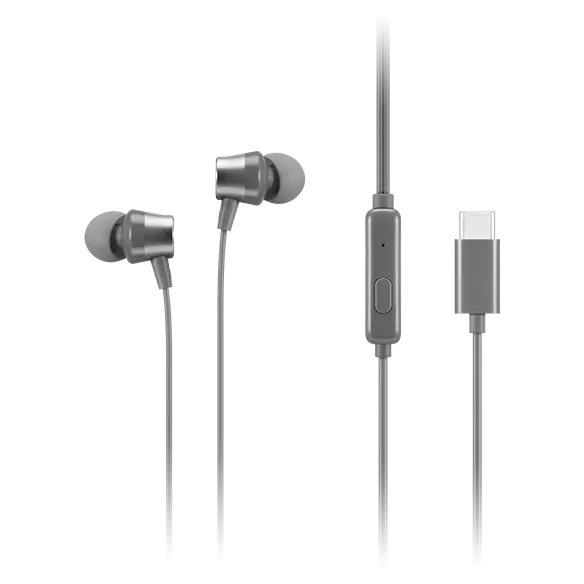 Lenovo 300 USB-C Kopfhörer – Kabelgebundene In-Ear-Kopfhörer Mit Mikrofon, 3 Ohrstöpsel-Größen, 1 Jahr Garantie