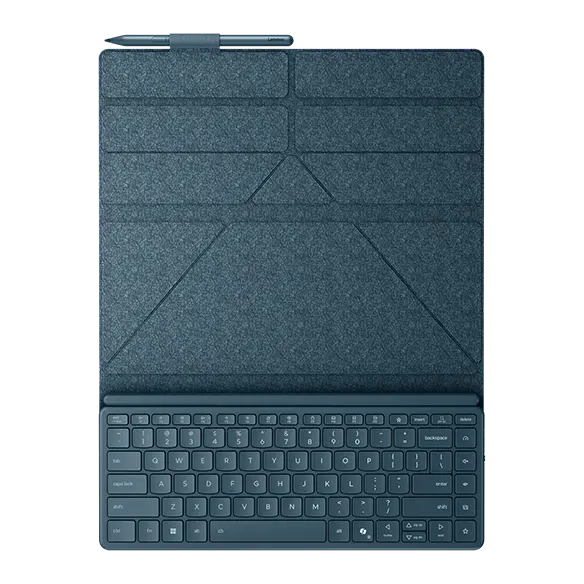 El teclado, funda y lápiz asociados con Yoga Book 9i Gen 10.