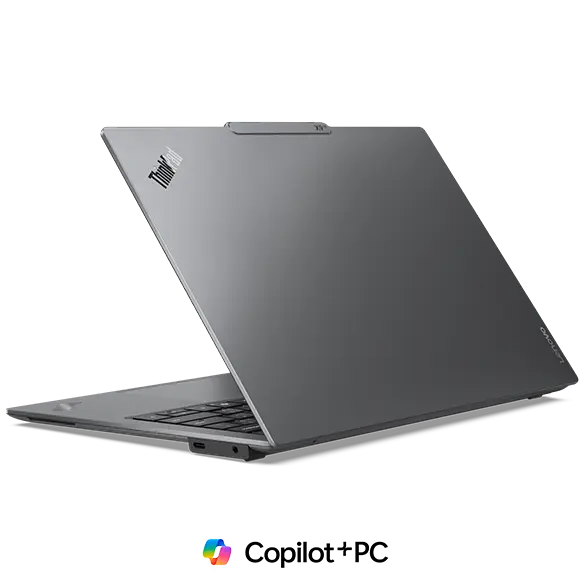 With its refined Thunder Grey recycled aluminum chassis, the Lenovo ThinkPad X9 14 Aura Edition laptop exudes a sleek, modern design.