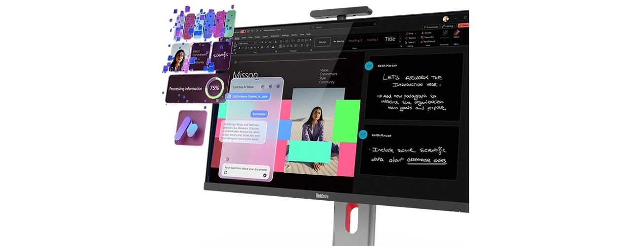 Lenovo ThinkCentre M70a Gen 6 (24″ Intel) AIO-Desktop mit KI-Leistung und -Effizienz für nahtlose effiziente Betriebsführung, Multitasking und Spitzenproduktivität.