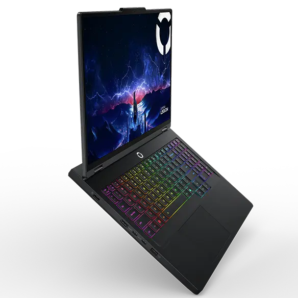 Displays Legion Pro 5i Gen 10’s versatile side ports and high-refresh display in action.