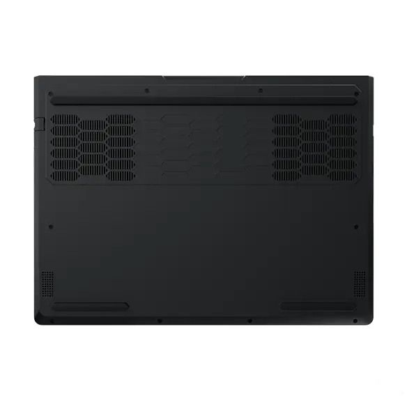 Underside view of Legion Pro 5i Gen 10 highlighting cooling vents and rubberized support feet.