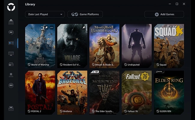 Image displaying game library with enormous games&rsquo; options via Lenovo Legion Tower 5 Gen 10 (30L AMD) tower with the help of Legion Space software suite. מחשב נייח Legion T5&nbsp;30AGB10 90YJ0047YS&nbsp;מבית Lenovo