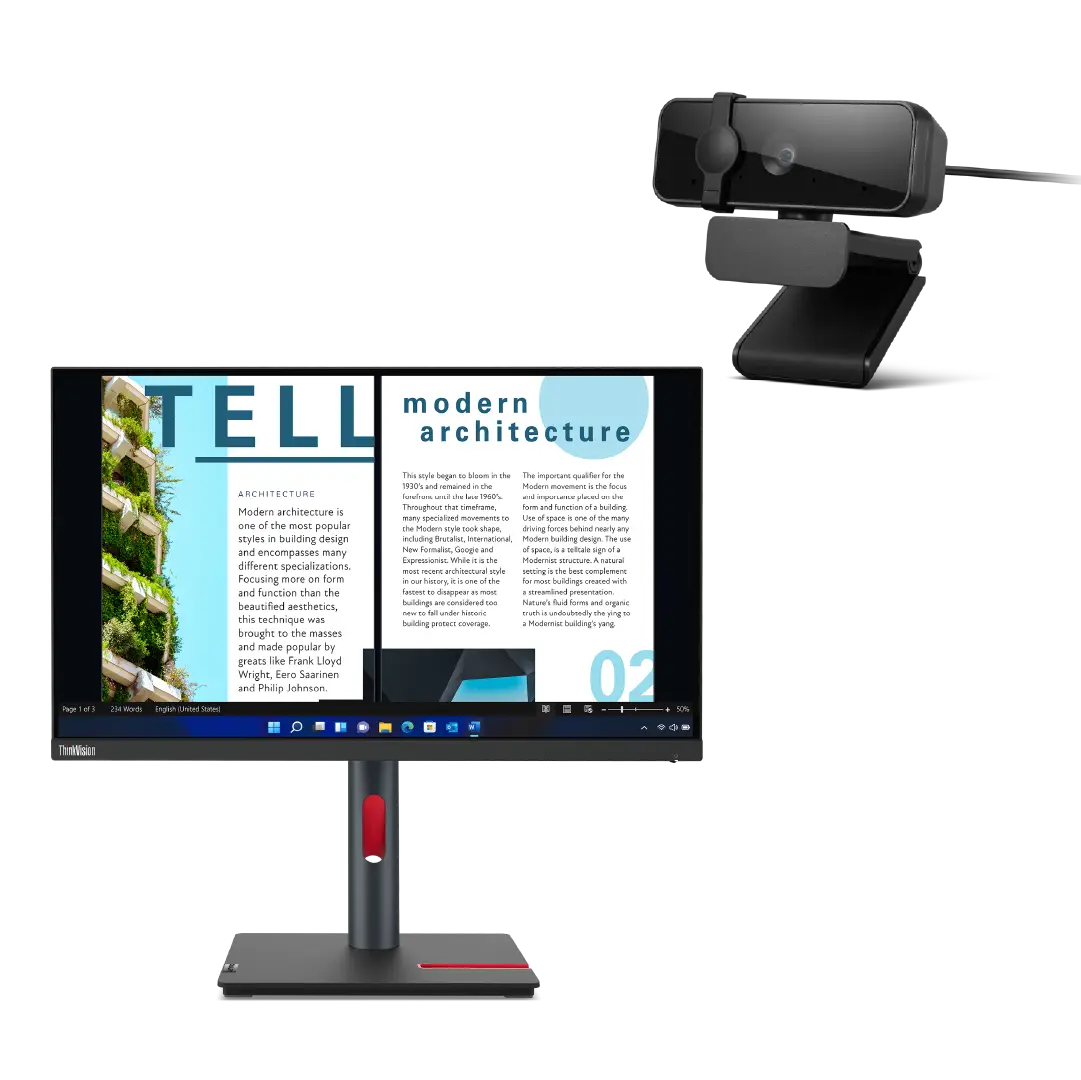 ThinkVision P24h-30 60.45cms (23.8) Monitor + Lenovo