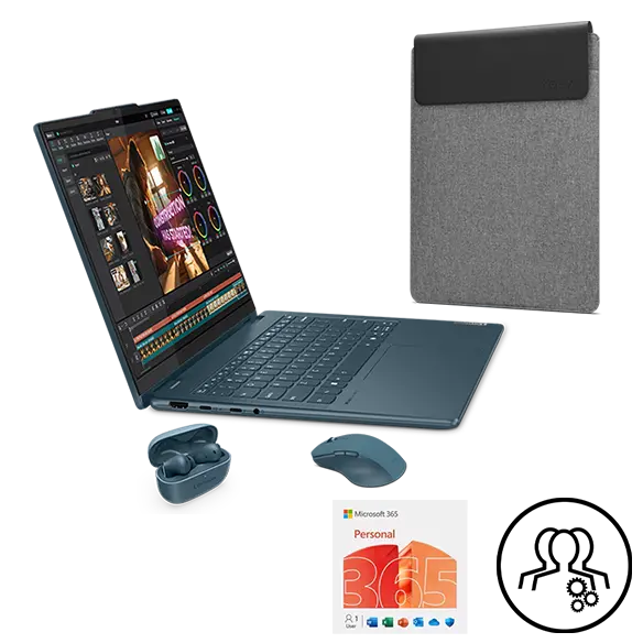 Lenovo Yoga 7 2-in-1 14IML9 + Lenovo Yoga 14.5-inch Sleeve Grey + Yoga True Wireless Stereo (TWS) Earbuds + Yoga Pro Mouse + Microsoft Office 365 Personal  + 3 year Premium Care Processador Intel® Core™ Ultra 7 155H (núcleos de eficiência de até 3,80 GHz núcleos de desempenho de até 4,80 GHz)/Windows 11 Home/1 TB SSD M.2 2242 PCIe Gen4 TLC