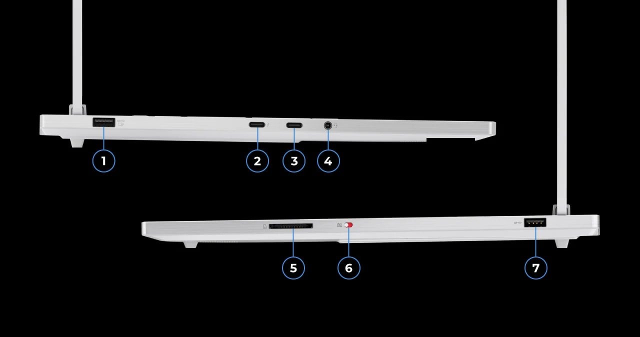 A view of the Legion 7i Gen 10’s ports on the left and right sides.