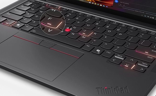 Closeup of the keyboard on the ThinkPad X13 Gen 6 (13” AMD).