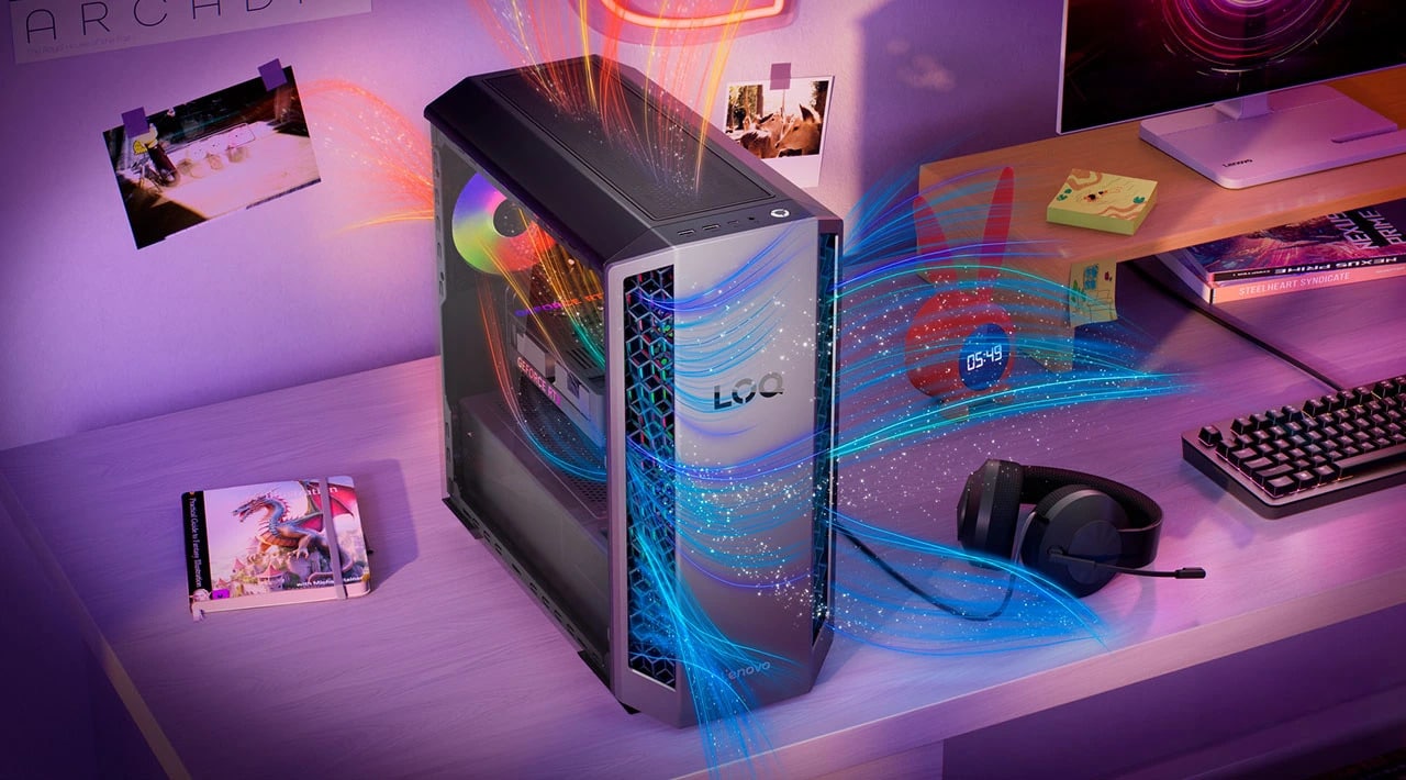 With Whisper Concealed air duct design, the Lenovo LOQ Tower 26ADR10 offers a peaceful gaming experience. מחשב נייח LOQ Tower&nbsp;26ADR10 91DF002QYS מבית Lenovo