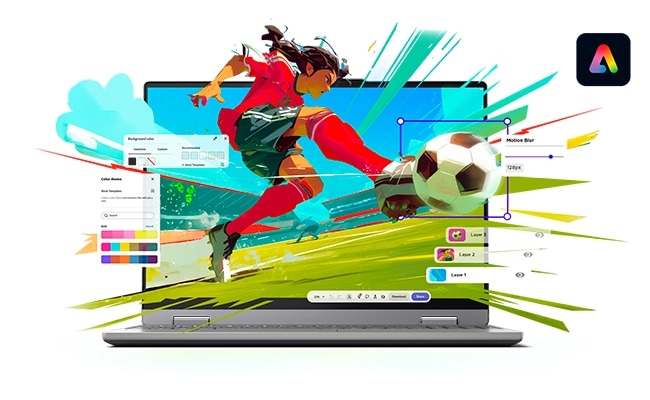 Explora la versión de prueba de Adobe Express Premium en el portátil Lenovo IdeaPad Slim 3i Gen 11.