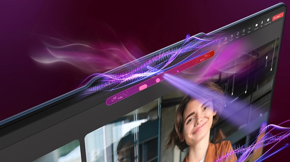 Close-up of webcam and effects on the Lenovo YOGA 9i 2-in-1 Gen 11 Aura Edition (14 מחשב נייד Yoga 9 2-in-1 Aura Edition 14IPH11 83SE001MIV מבית Lenovo