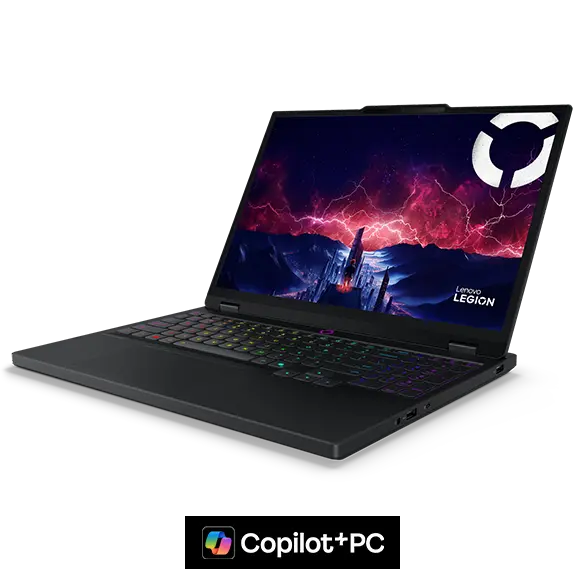 Lenovo legion 5 83f1002nsc gaming prenosnik pogled spredaj levo z rgb tipkovnico