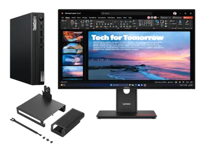 Lenovo ThinkCentre M75q G5 A7 16 512 + ThinkVision T27QD-40 27" QHD Docking AMD Ryzen™ 7 PRO 8700GE Processor (3,65 GHz up to 5.10 GHz)/Windows 11 Pro 64/512 GB SSD  TLC Opal