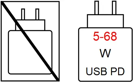 Charger is not included in the box and compatible capacity 5–68W USB PD