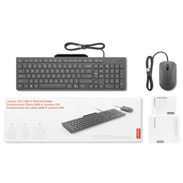 Lenovo 310 USB-A 有線キーボード & マウスセット | GX31R09786