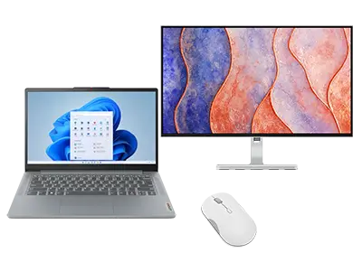 Lenovo IdeaPad Slim 3 14 + L27h 4A 2K QHD Monitor & Bluetooth Silent Mouse AMD Ryzen™ 5 40 Processor (2,8 GHz - 4,3 GHz)/Nessun sistema operativo/512 GB SSD M.2 2242 PCIe QLC