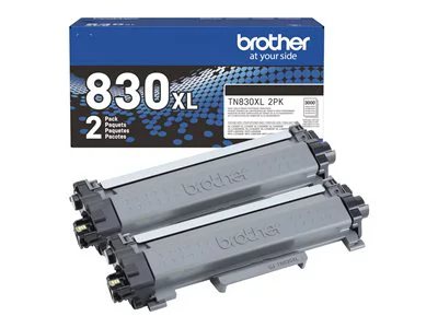 Brother TN830XL Mono Laser High Yield Toner Cartridge, 2-Pack - Black