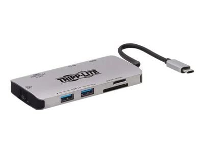 

TRIPP LITE USB-C Portable Docking Station HDMI 4K 30 Hz, USBAC, GbE, SDMicro SD, PD Charging 3.0, Gray