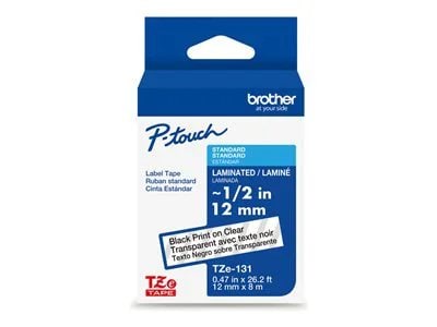 Brother Black Print on Clear Label Tape for P-Touch