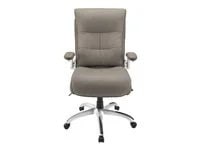 Realspace® Ampresso Bonded Leather Big And Tall High-Back Chair, Taupe/Silver