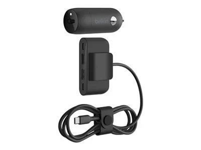 Belkin BoostCharge 30W USB-C Car Charger + 4 Port USB Power Extender, 6.6 ft - Black - image 8