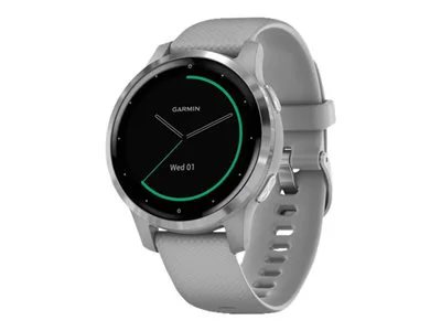 

Garmin vívoactive 4S GPS Smartwatch - Silver Stainless Steel Bezel with Powder Gray Case and Silicone Band