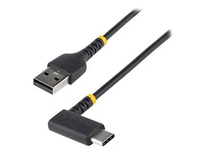 StarTech.com 2m (6ft) USB-A to USB-C Charging Cable, Heavy Duty Fast Charge USB A to USB C Data Cord, Right-Angled Type-C, Rugged Aramid Fiber, 3A,  Black