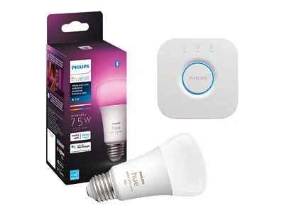 

Philips Hue White and Color Ambiance A19 Bluetooth 75W Smart LED Bulbs + Hue Bridge Bundle