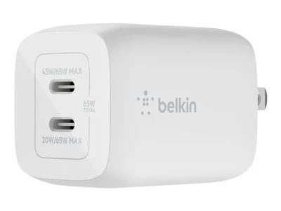 

Belkin BoostCharge Pro Dual USB-C GaN 65W Wall Charger - White
