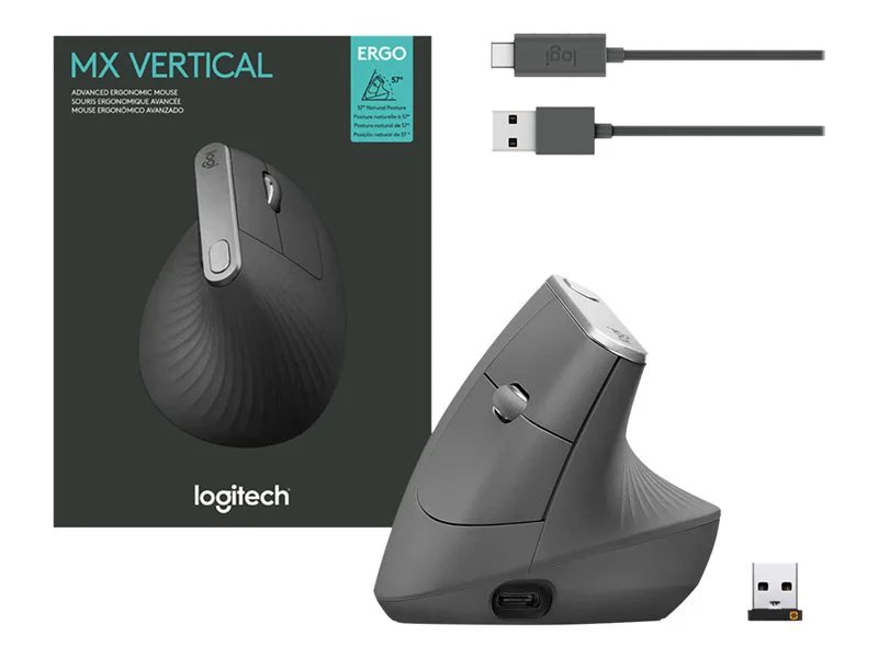 Logitech MX Vertical Wireless Mouse - Graphite | 78010792 | Lenovo CA