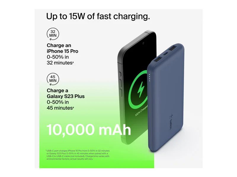 Belkin BoostCharge 10K Power Bank - Blue | 78804103 | Lenovo US