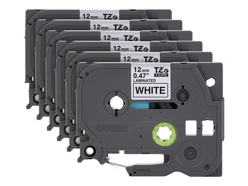 Brother Black Print on White Laminated Label Tape for P-touch