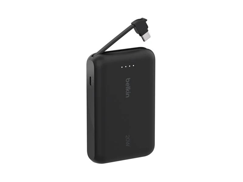 Belkin BoostCharge Power Bank 10K with Integrated Cable - Black