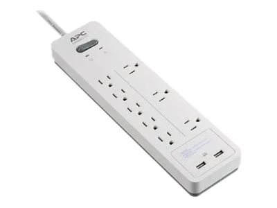 

APC Home Office SurgeArrest 8 Outlets with 2 USB Charging Ports (5V, 2.4A in total), 120V White