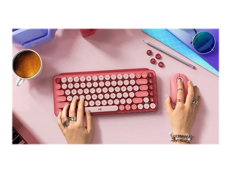 Kifutott - Logitech POP Keys Mechanikus Vezeték Nélküli Billentyűzet  920-010737  Heartbreaker Rose Us I792142