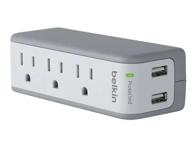 Image of Belkin SurgePlus 3-Outlet Mini Surge Protector with USB Swivel Charge