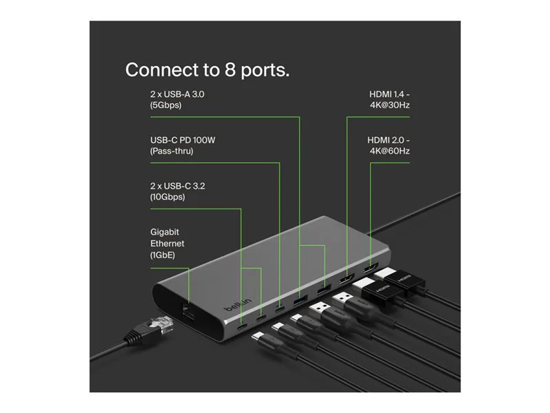 その他 belkin USB-C 8-in-1 Dual Display CoreHub Amazon.com: Belkin Connect Universal USB-C 8-in-1 Dual