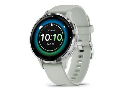 

Garmin Venu 3S Silver Stainless Steel Bezel GPS Smartwatch with Sage Gray Case & Silicone Band