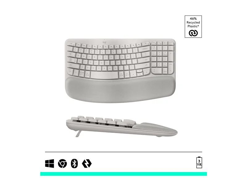 Logitech Wave Keys Wireless Ergonomic Keyboard - Sand | 78818432