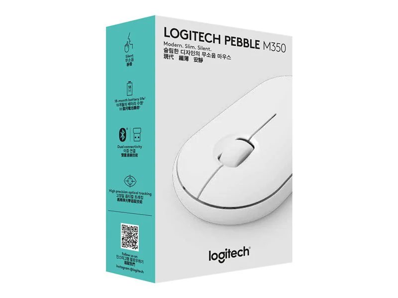 910-005716 - Logitech M350 Pebble Souris sans fil Blanc 