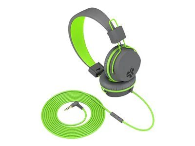 JLab Neon Wired On-Ear Headphones - Gray/Green