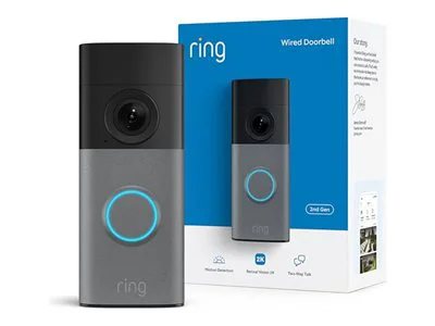 Ring Wired Video Doorbell 2 with Retinal 2K, Up to 6x Enhanced Zoom - Speckled Grey