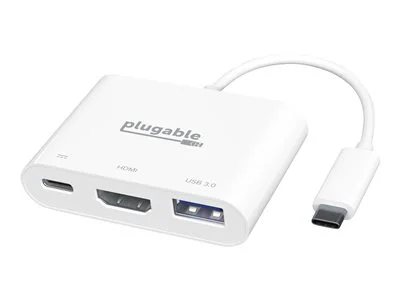 Plugable USB-C to HDMI Multiport Adapter, 3-in-1 USB-C Hub with 4K HDMI Output, USB 3.0 and USB-C Charging Port