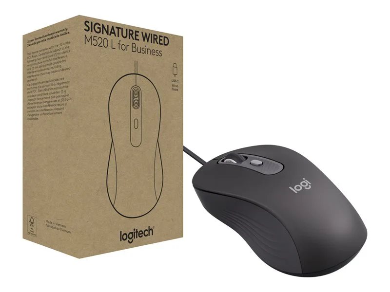 Logitech M520 L Signature Wired Mouse for Business, Brown Box