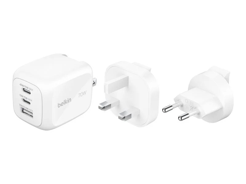 Belkin BoostCharge Pro 3-Port GaN Wall Charger 70W + Travel