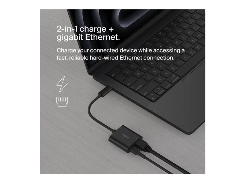 Belkin Connect USB-C to Gigabit Ethernet & 100W Charging Adapter