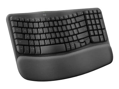 

Logitech Wave Keys Wireless Ergonomic Keyboard for Business, Brown Box - Graphite