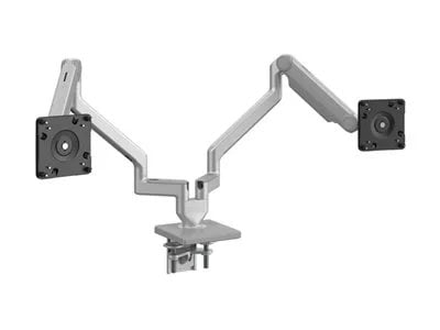 Humanscale M/Flex With M2.1 Monitor Arms (2), Dual Two-Piece Clamp Mount Base - Silver With Gray Trim