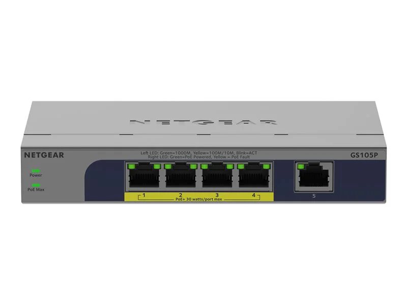 Netgear 5-Port Gigabit Ethernet Unmanaged PoE+ Switch with 4 PoE+