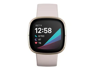 Fitbit Sense Smartwatch with Band - Lunar White/Soft Gold