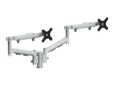 Atdec AWMS-2-D13-F-S Dual Dynamic Arm Monitor Mount with F-Clamp - Silver